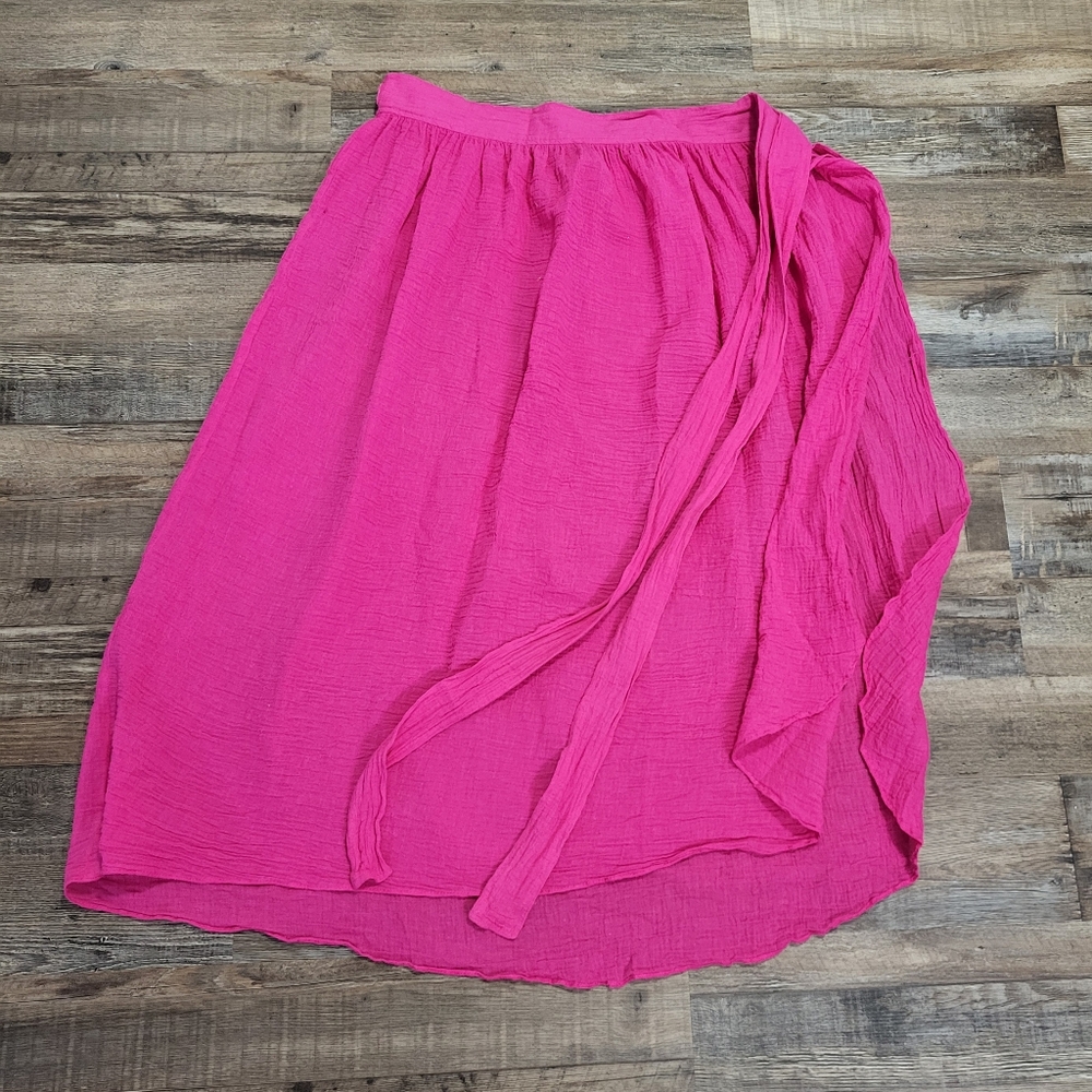 Pink Cotton Gauze Wrap Skirt 2X Plus Size Sarong Beach Cover Up